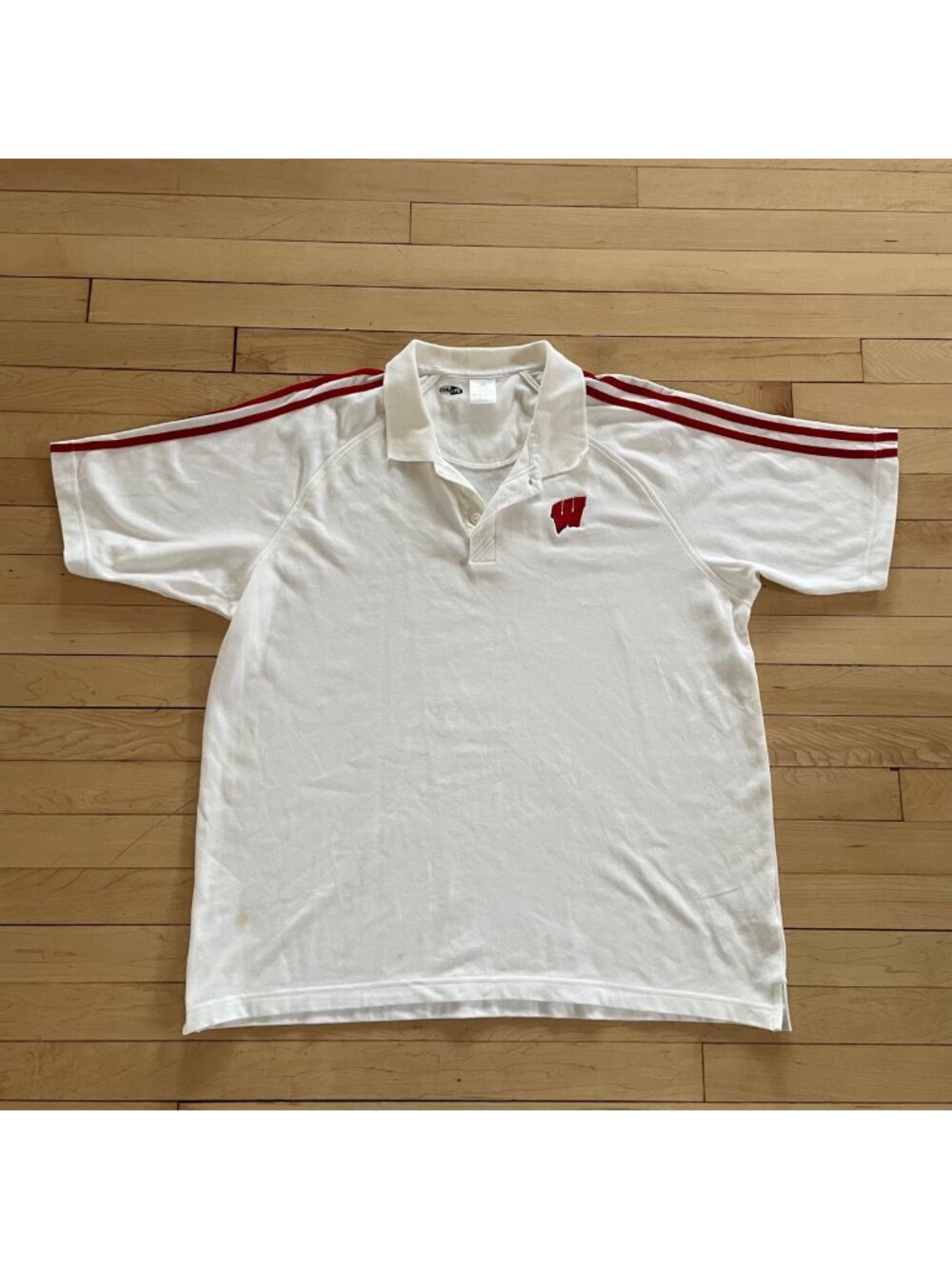 Y2K Style Wisconsin Badgers Adidas Climalite Polo Shirt Mens L Campus Preppy